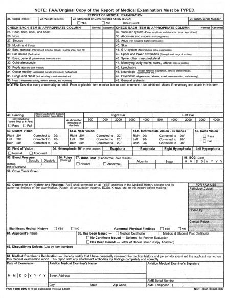 FAA Medical Certification Airman Medical Application – Pilot Medical ...